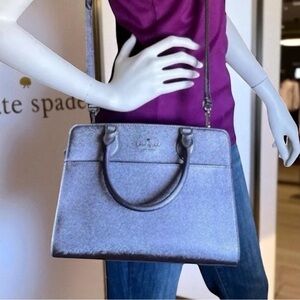 Kate Spade Madison Medium Metallic Saffiano Satchel Candied Flower, purplish